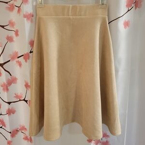 Agnes & Dora Faux Suede Midi Skirt in Tan